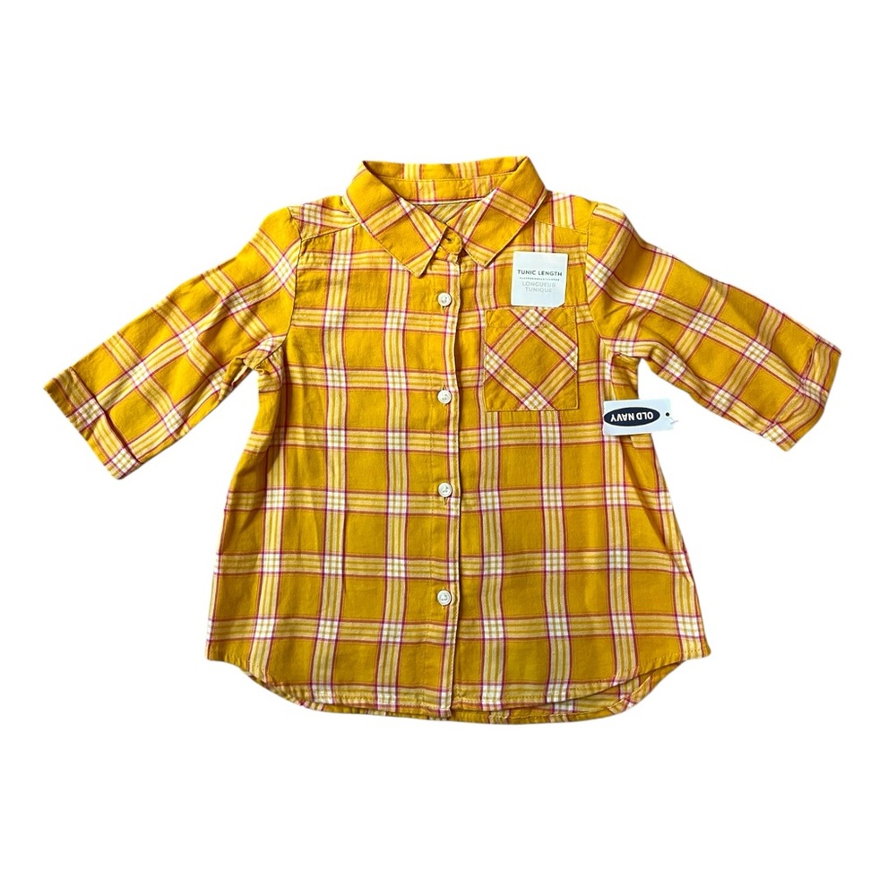 Old Navy Kids Yellow Plaid Button Down Shirt